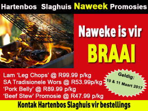 Naweek Slaghuis Promosie in Hartenbos 10 Maart 2017